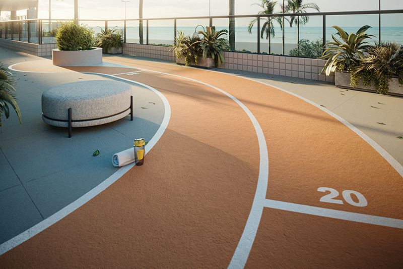 Pista de corrida com vista para o mar