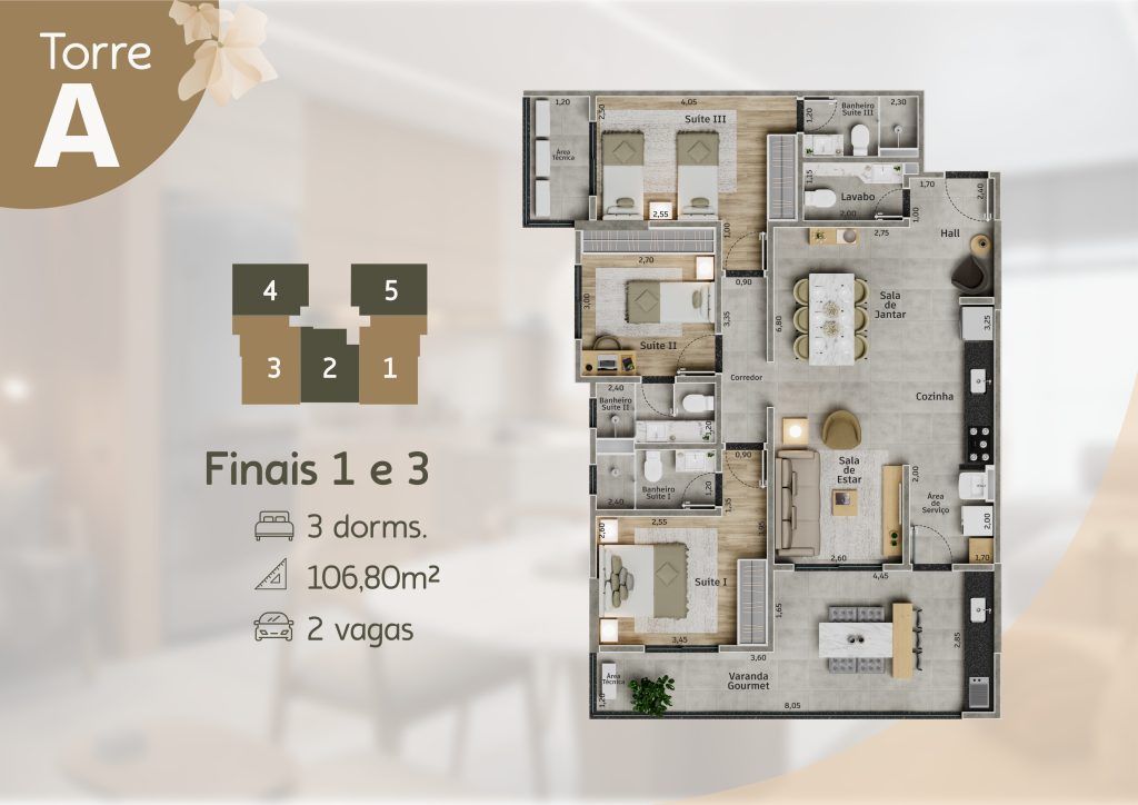 Planta da Torre A, finais 1 e 3